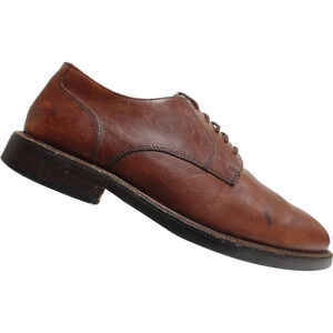 HAROLD POWELL Plain-Toe Brown 10 M Men Derby Leather Dress Shoes